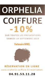 SAMEDI 14 SEPTEMBRE 2019, -15% sur toutes les prestations - Orphélia Coiffure - Partenaire NIWEL à Marseille